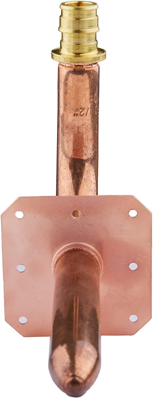 1 Piece EFIELD Copper Stub Out Elbow with Wall Flange, 1/2"Pex-A x 8"L