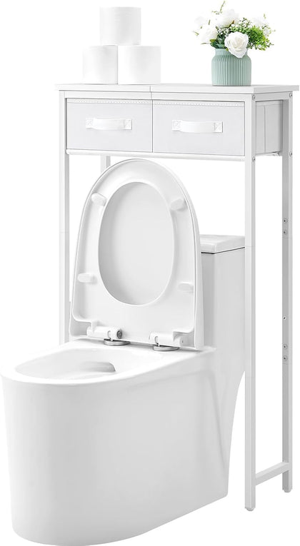 2-Tier Over The Toilet Storage with 2 Fabric Drawers, Freestanding Above The Toilet Storage Cabinet, Space Saver