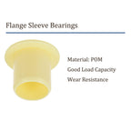 Kozelo 4pcs Flanged Sleeve Bearing - [10mm x 12mm x 12mm] POM Oilless Bushing for Equipment Machine Use | Yellow