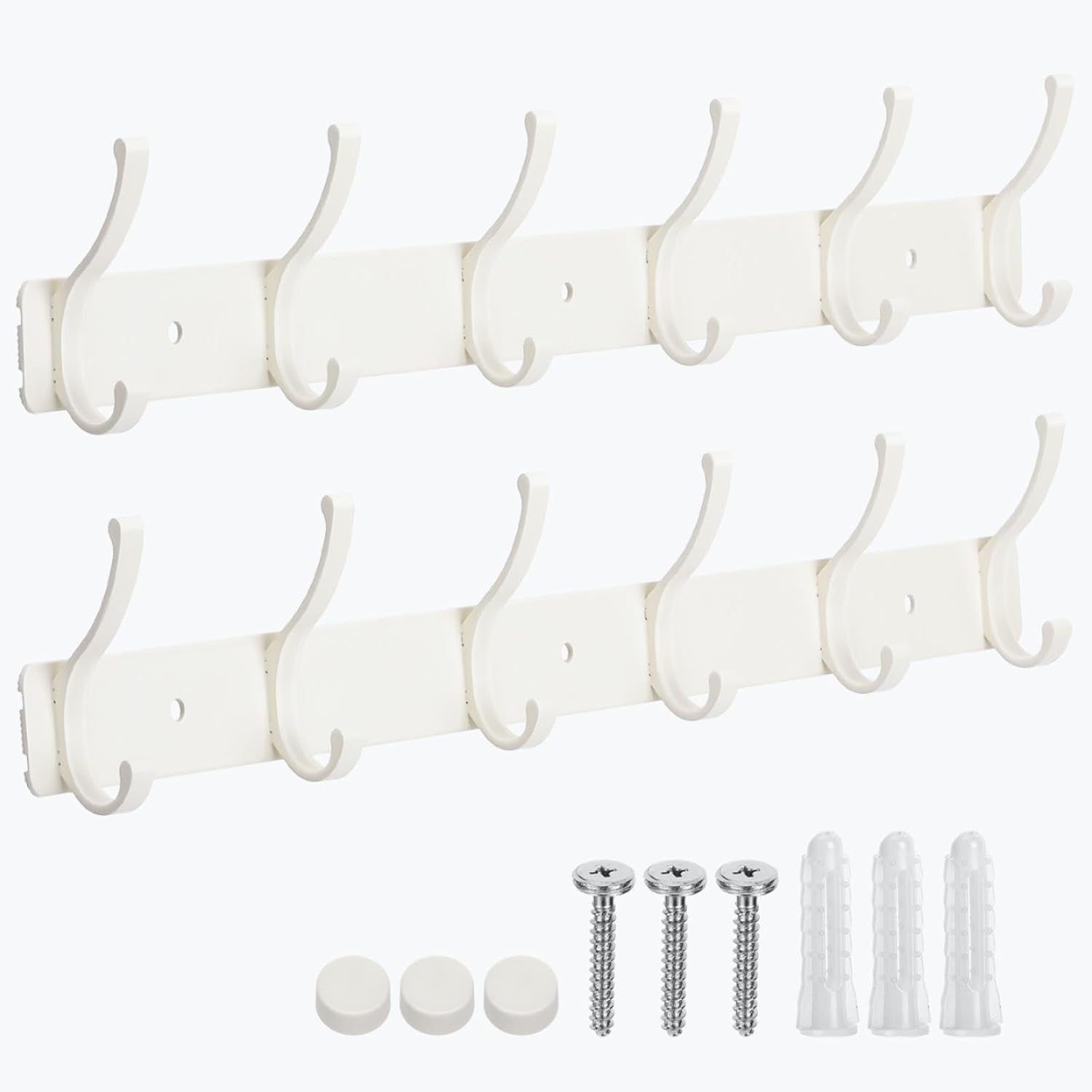 Coat Rack Wall Mount, 2 Pack Coat Hooks Hanger Wall Double Hook Rack Rail Towel Hat Rack Entryway Bathroom Hanger