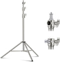 9.2ft/2.8m Stainless Steel Light Stand, Spring Cushioned Heavy Duty Photography Tripod Stand with 1/4” to 3/8”