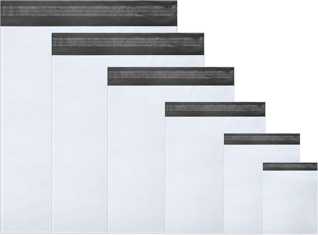240 Pcs Poly Mailers Variety Size Pack Shipping Bags, White