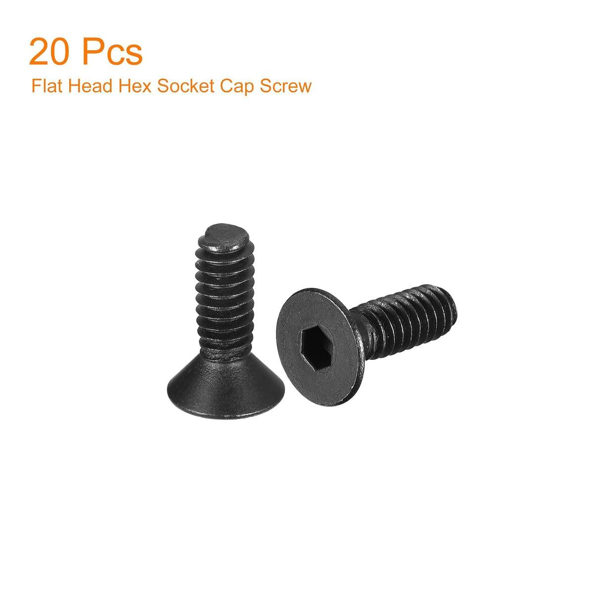 uxcell #6-32x1/2 Flat Head Socket Cap Screws, 10.9 Grade Carbon Steel Hex Socket Countersunk Flat Head Screw Bolts Machine Screws Fasteners, Fully Threaded, Black Oxide, 20Pcs