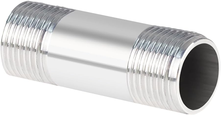 Quickun 304 Stainless Steel Nipple Pipe Fitting, 3/4" NPT x 3/4" NPT Male Malleable Nipple Cast Pipe 2" Length