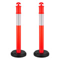 2 Pack Traffic Delineator Posts, 45 inches Traffic Safety Cones with Fillable Base and Reflective Strips, Heavy Duty