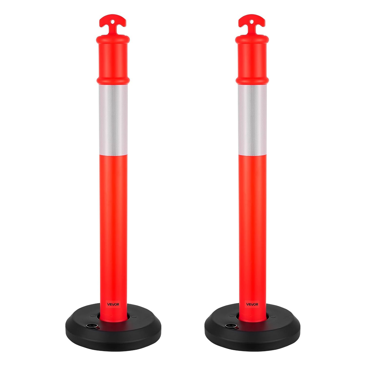 2 Pack Traffic Delineator Posts, 45 inches Traffic Safety Cones with Fillable Base and Reflective Strips, Heavy Duty