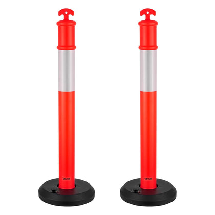 2 Pack Traffic Delineator Posts, 45 inches Traffic Safety Cones with Fillable Base and Reflective Strips, Heavy Duty