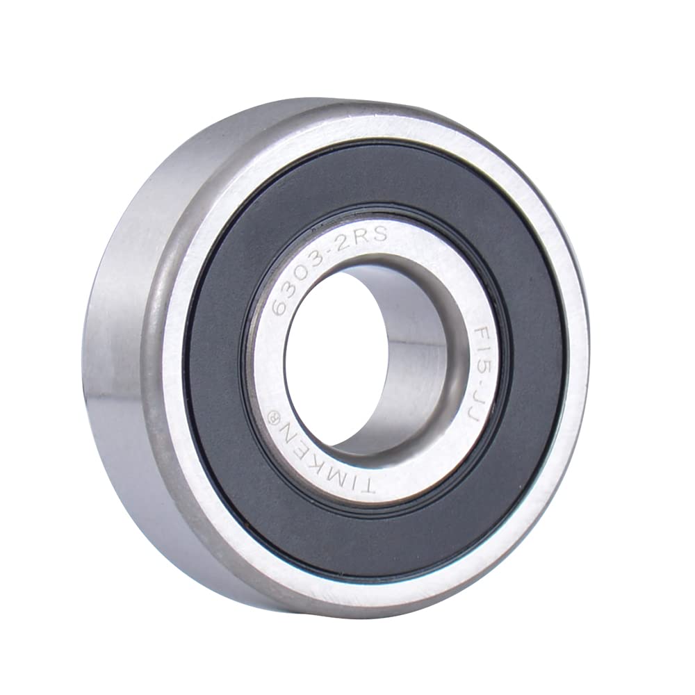 4PACK TIMKEN 6303-2RS Double Rubber Seal Bearings 17x47x14mm, Pre-Lubricated and Stable Performance and Cost Effective, Deep Groove Ball Bearings