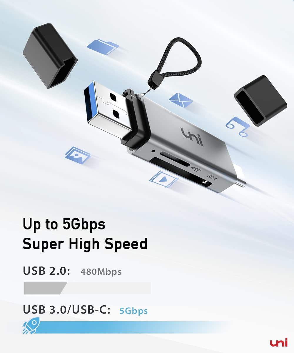 SD Card Reader,High Speed USB C to Micro SD Memory Card Adapter USB 3.0 | Dual Slots, Memory Card Reader, for