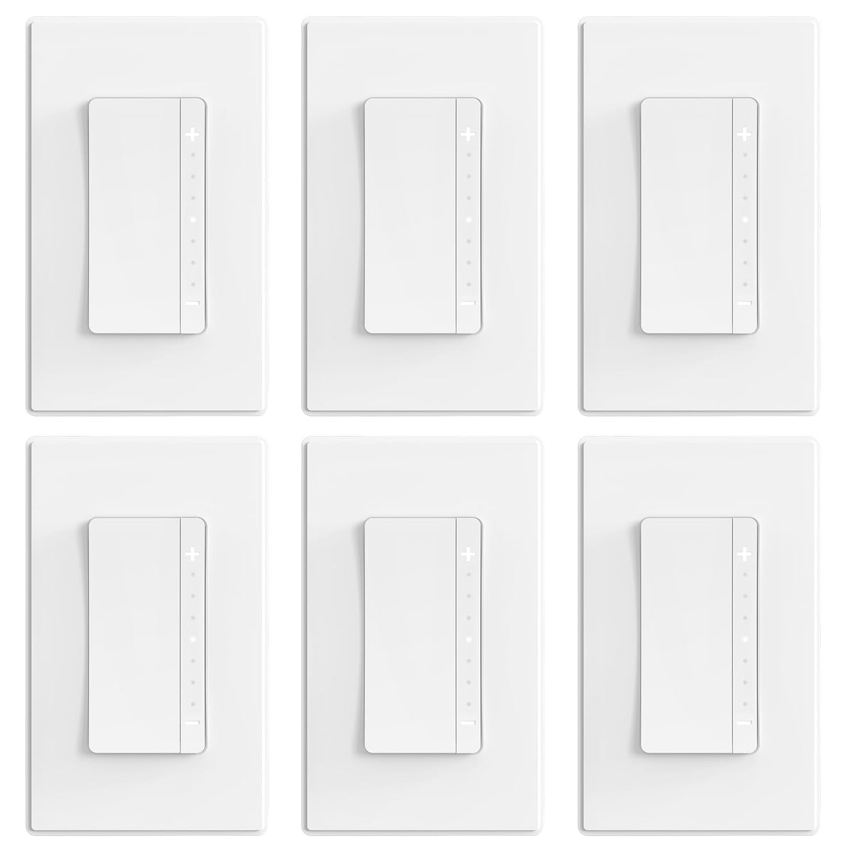 ELEGRP LEDPro Multi-Location Dimmer, EDM25BM Master Dimmer Light Switch for LED, Single Pole/3 Way, 6 Pack, Matte White