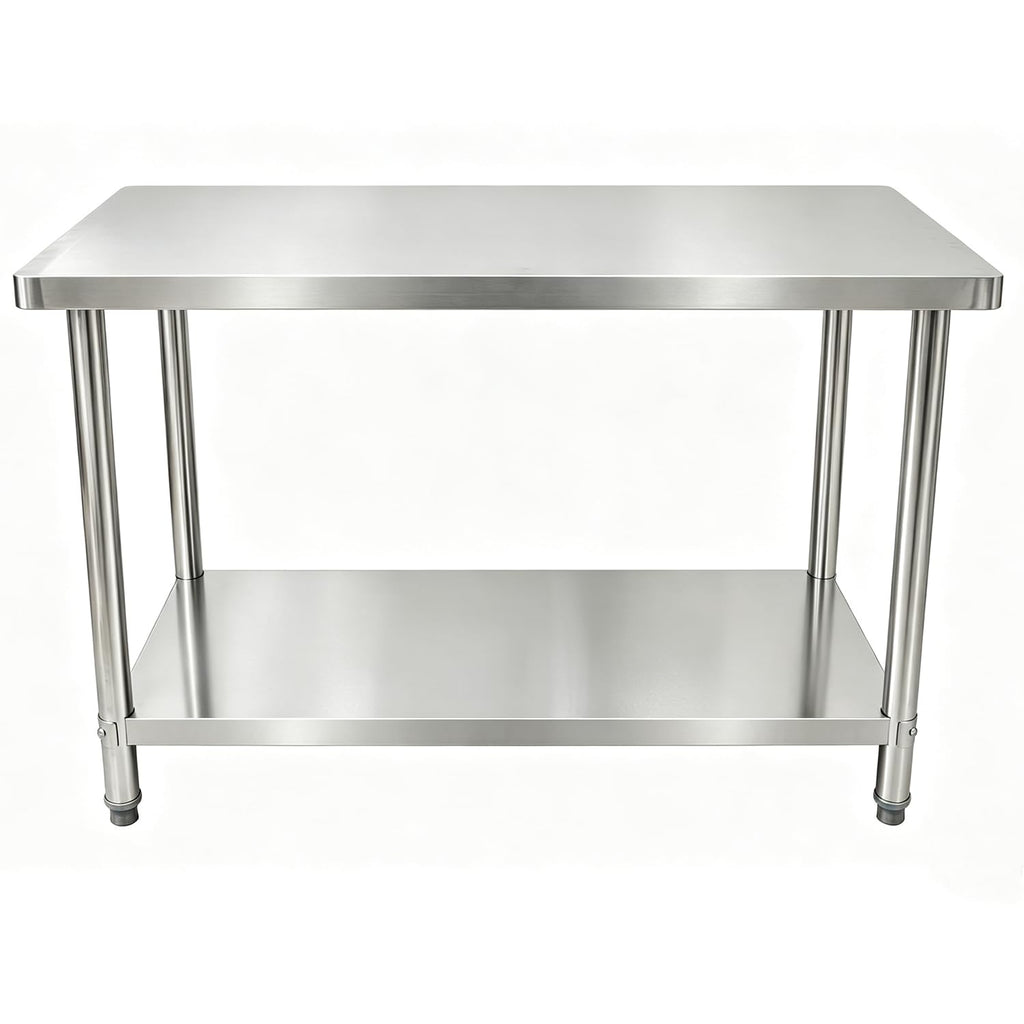 Stainless Steel Work Table, 24 x 48 Inch Heavy-Duty Prep Table with Undershelf and Reinforced Supports for Kitchen