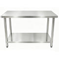 Stainless Steel Work Table, 24 x 48 Inch Heavy-Duty Prep Table with Undershelf and Reinforced Supports for Kitchen