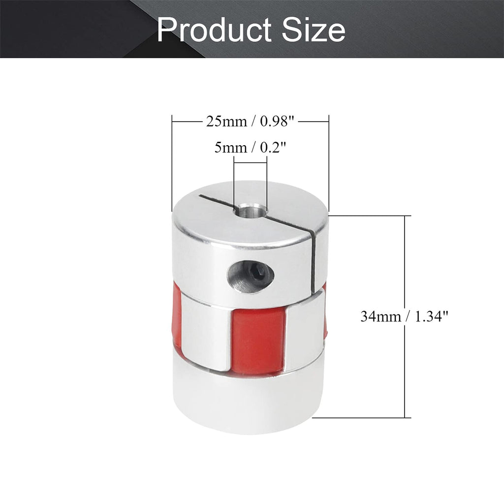 Fielect Shaft Coupling 5mm to 5mm Bore L34x25D Flexible Coupler Joint for Servo Stepped Motor