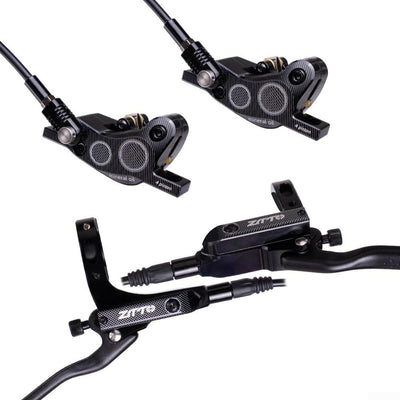 Mountain Bike Hydraulic Disc Brake Set with Four Piston Caliper Pair, Aluminum Alloy Front and Rear Kit for MTB