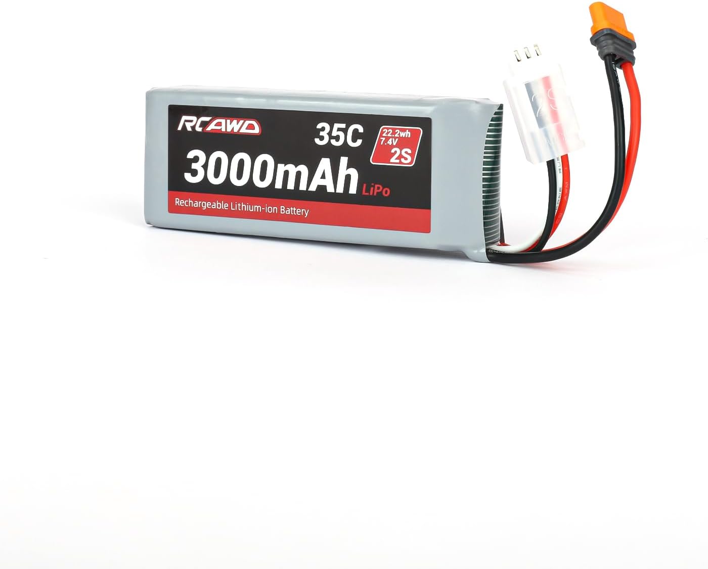 7.4V Lipo Battery 2S 35C with JST Plug IC2 Connector and 3S 7.4V 1.3A Charger for 1/12 Losi Brushed Arrma Grom 2S