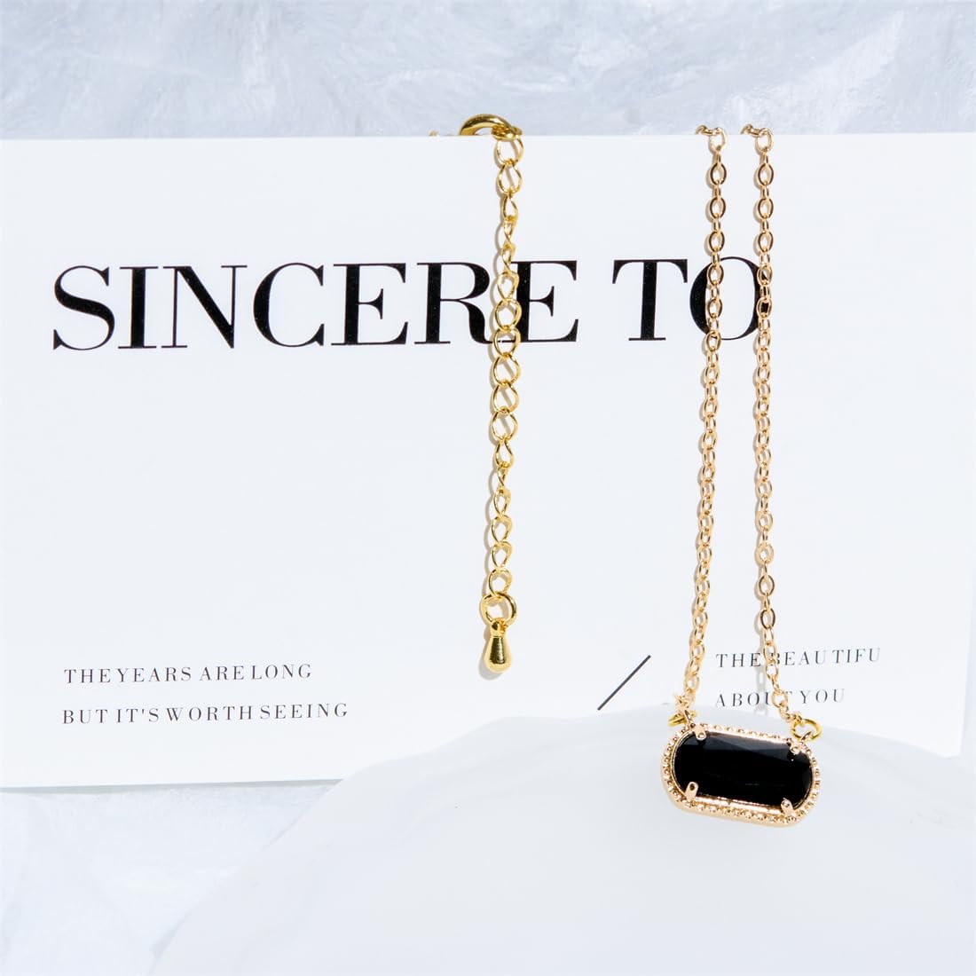 Birthstone Golden Plated Preppy Oval Stone Necklace Trendy Pendant Necklaces Birthday Gifts for Women Mom Wife Friends