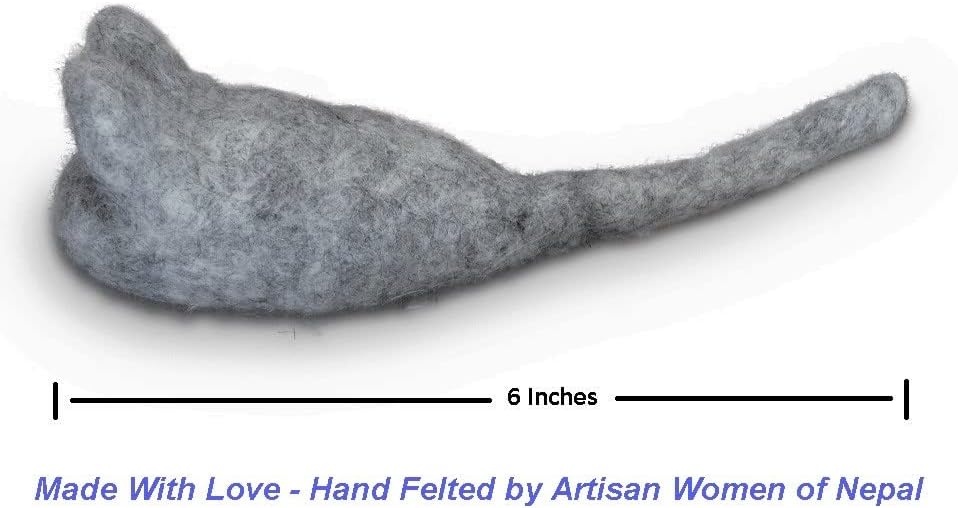Cat Mouse Toy - 3 Felted Wool Mouse Toys Without Catnip for Indoor Cats and Kittens - Large Handmade Mice