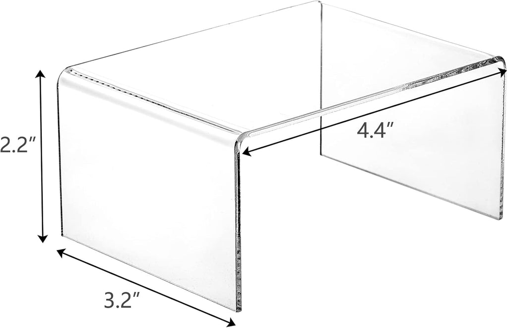 16 Pack Clear Acrylic Display Risers, 4.4" x 3.2" x 2.2" Display Stand for Figures, Buffets, Dessert, Cupcakes