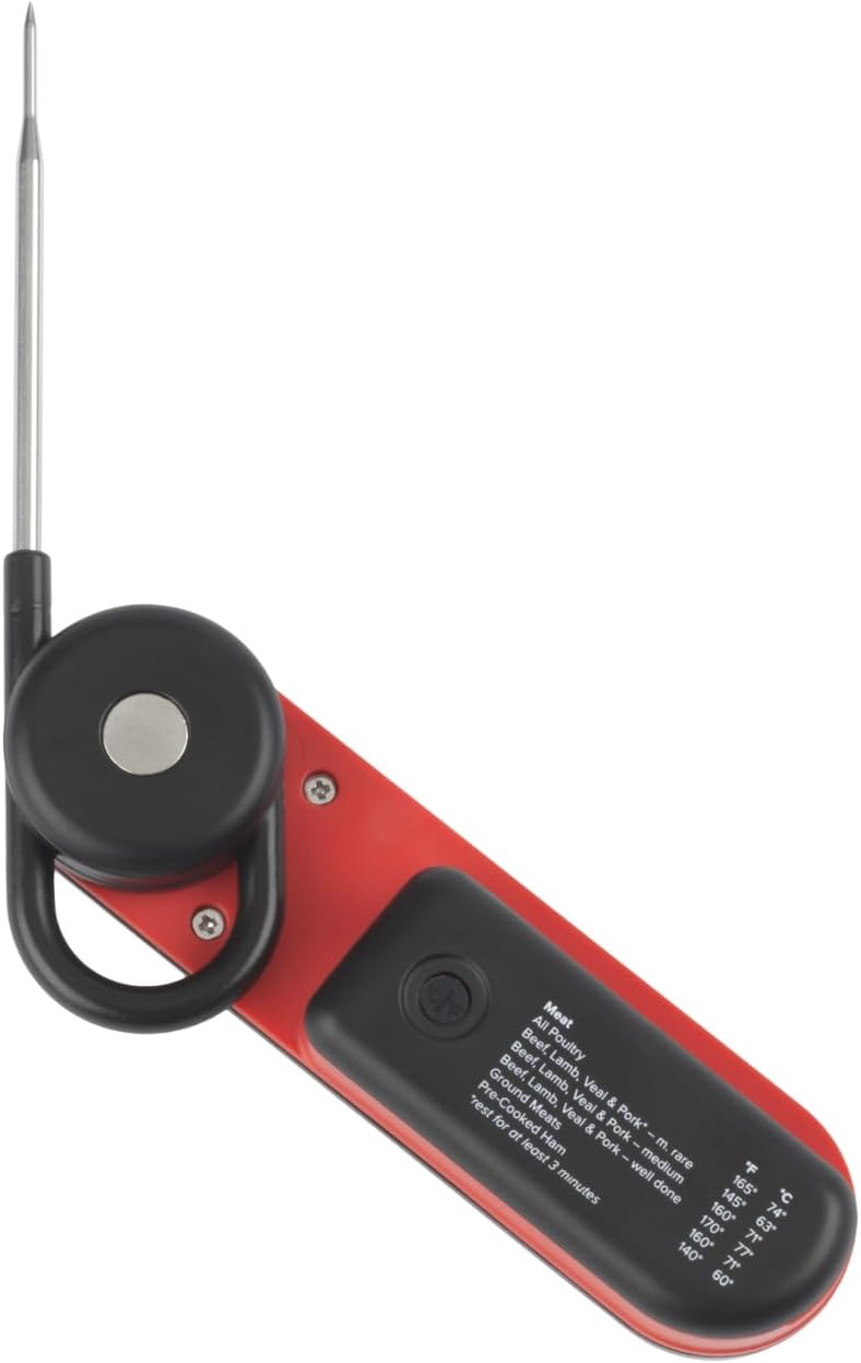 Touch Digital Thermometer with LCD Display Instant Read with Stainless Steel Probe Built-In Magnet for Easy Storage