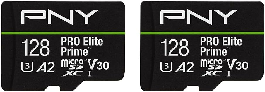 128GB PRO Elite Prime C10 U3 V30 A2 microSDXC Flash Memory Card 2-Pack