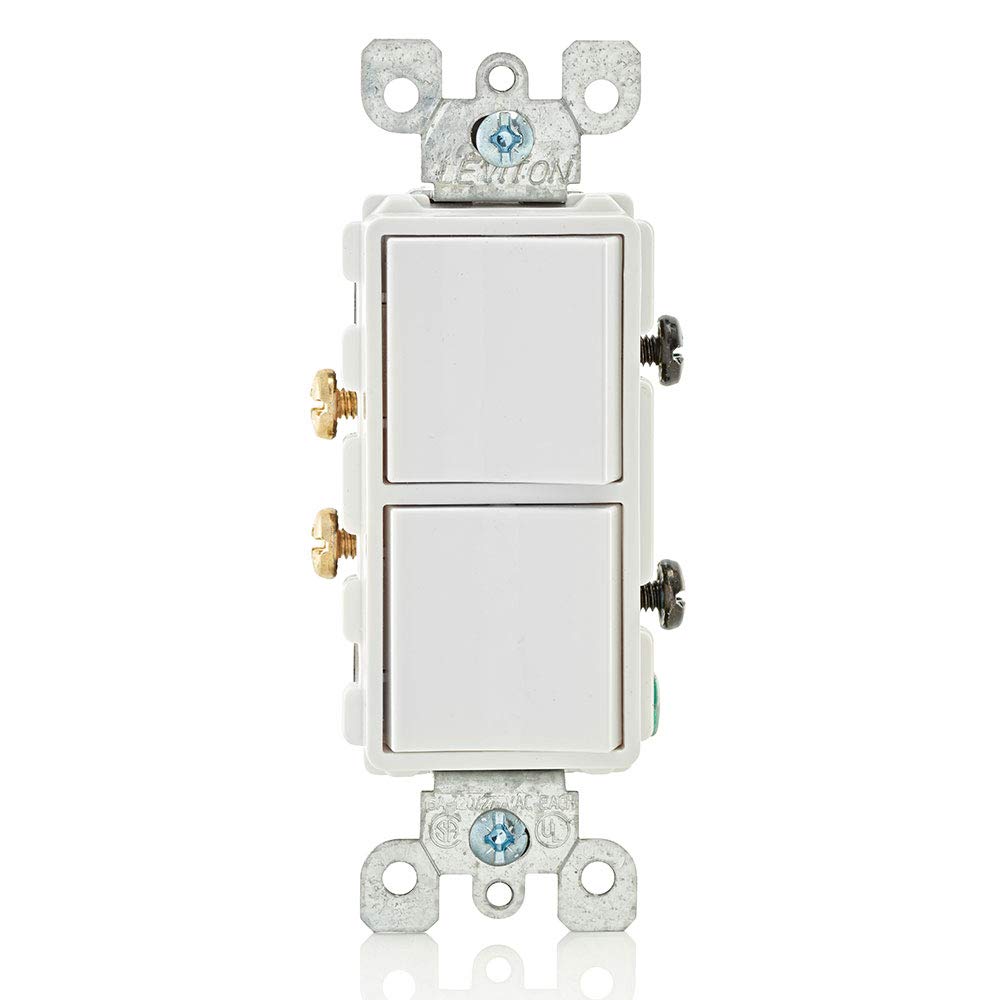 Leviton 15 Amp, 120/277 Volt, Decora Single-Pole, AC Combination Switch, Commercial Grade, Grounding, 5634-W, White