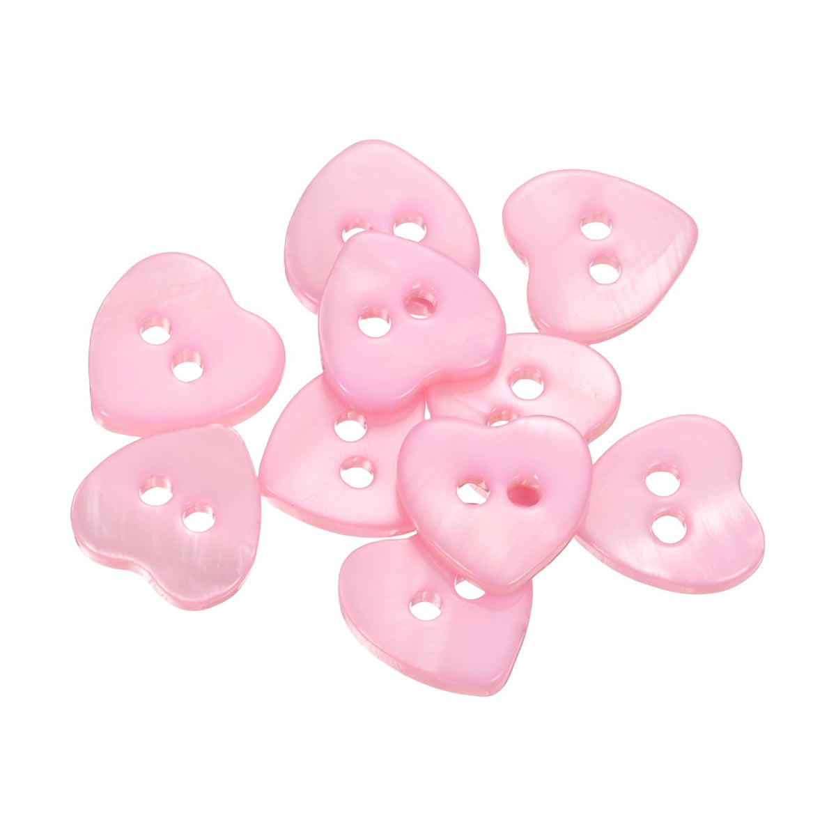 10Pcs Natural Shell Button, 2 Hole 11.5mm Heart Shape, Pink