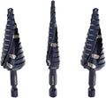 Klein Tools QRST2S Quick-Release Step Bit Set, 3-Piece, Durable Aluminum Titanium Coating, Impact-Rated Hex Shank