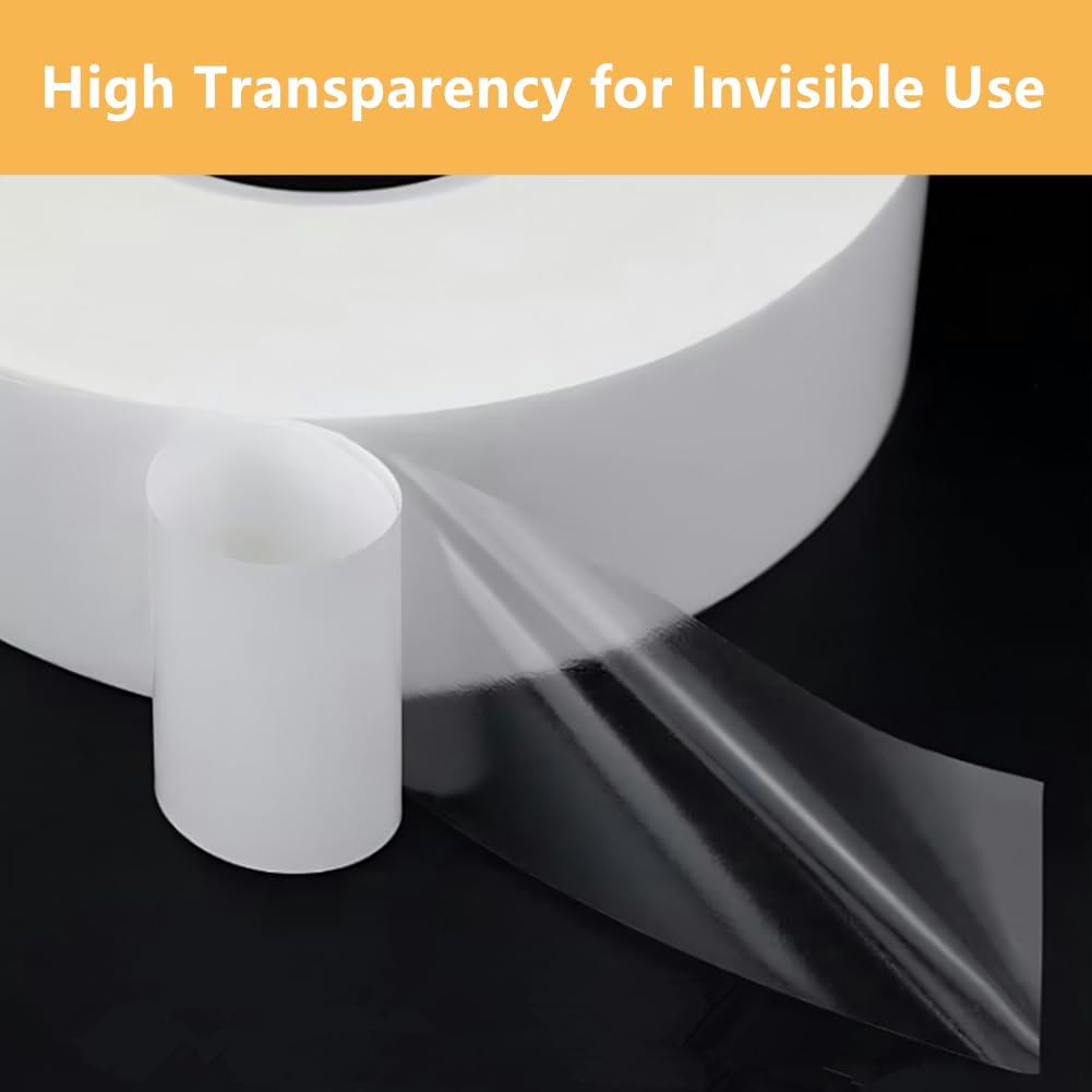 6mmx25M 2 Rolls Clear Thin Double Sided Tape Thin Clear Mounting Tape for Tablets Screen, LED Strips, Electronic