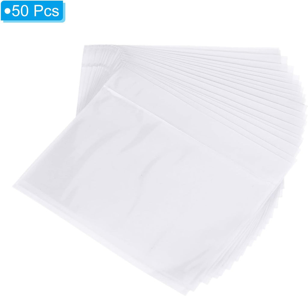 4.5x5.5" Clear Packing List Envelope, 50 Pack Plastic Waterproof Self-Adhesive Side Loading Mailing Invoice Label