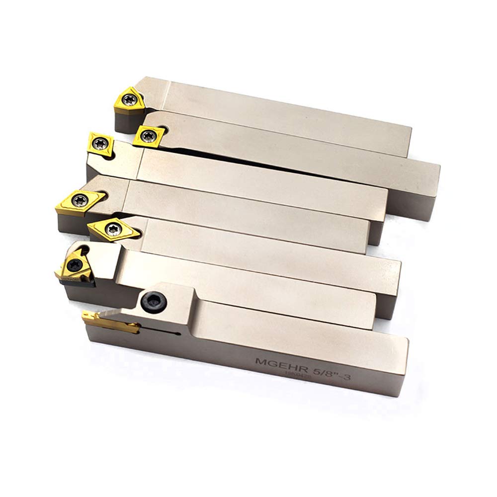 OSCARBIDE 5/8" Shank Nickel Plated 7-Piece Indexable Lathe Tool Holder Set