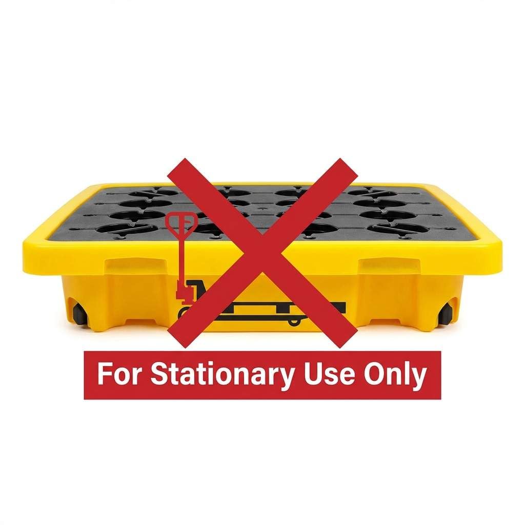 Single Drum Spill Containment Pallet – 26x26in Static Spill Platform for Workshop, Lab & Storage