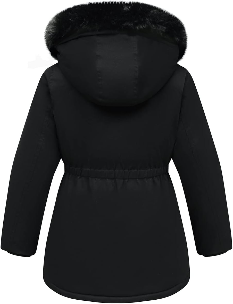 Girls Long Waterproof Winter Coat Kids Warm Hooded Parka | Waterproof puffer keeps girls dry. Fleece-lined.