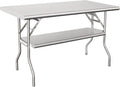 HARDURA Folding Stainless Steel Prep Table with Undershelf 30X48 Inches