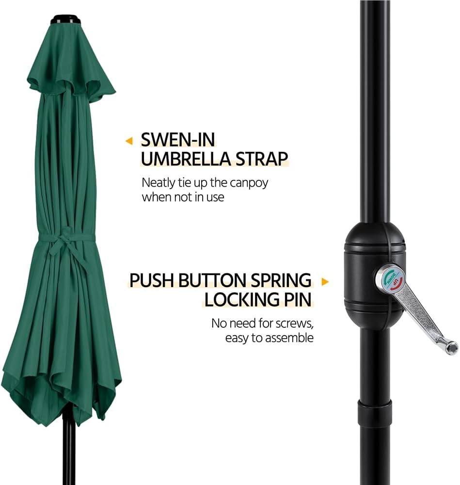10FT Patio Umbrella with 22lb Umbrella Base Included, Outdoor Market Umbrella with Push Button Tilt, Crank and Sturdy