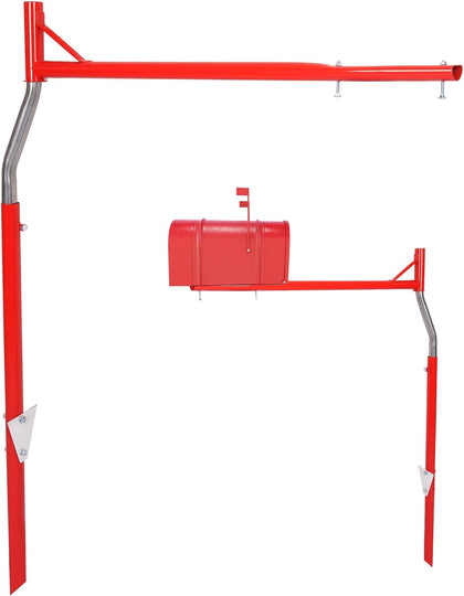 Mailbox Support Post with Swinging Boom Arm, Both Rural and | Residential Outside Stand Red+Silvery 40-inch Mailbox