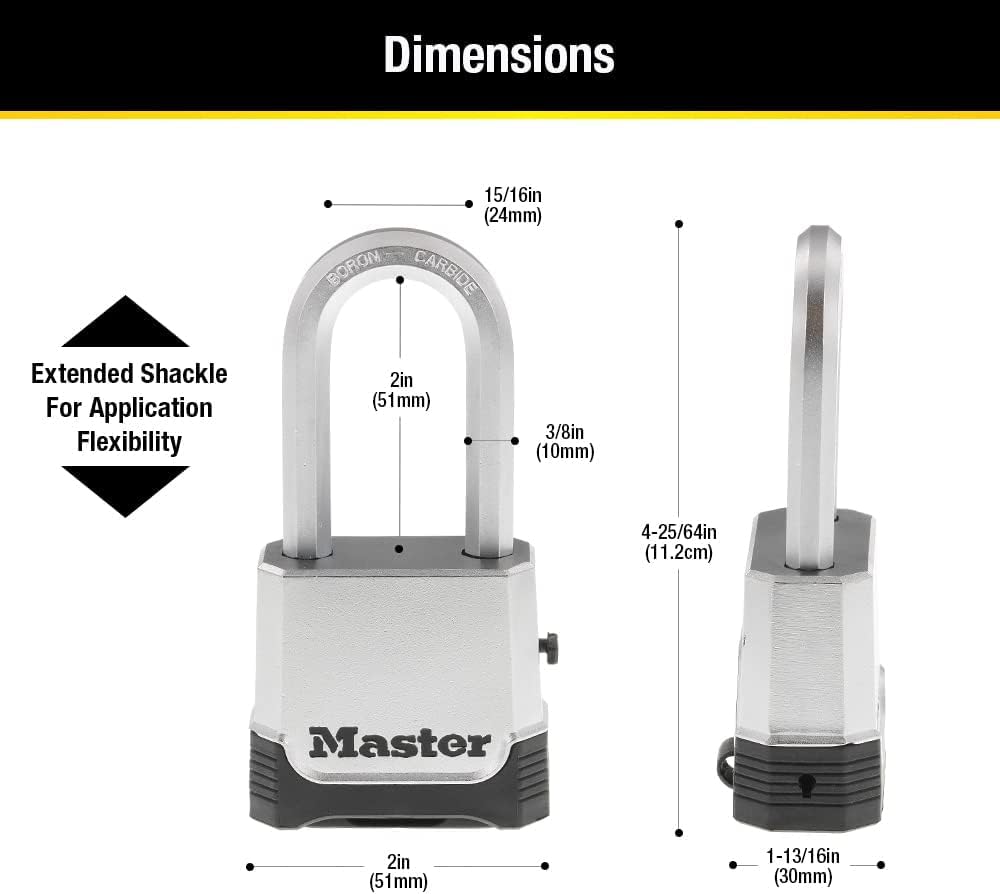 Combination Padlock Heavy Duty Outdoor Resettable Lock M176XDLH | Set Your Own 4-Digit Combination Lock with 2" Wide