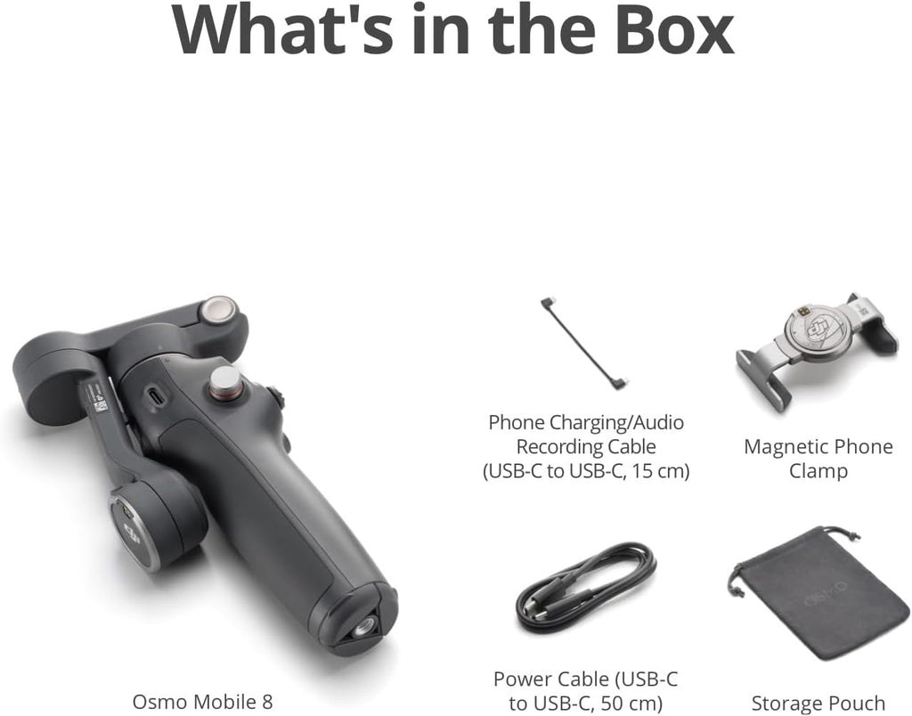 Osmo Mobile 8 Standard Combo, Gimbal Stabilizer for Phone | AI Native Tracking, 360° Pan Rotation, Built-in Extension