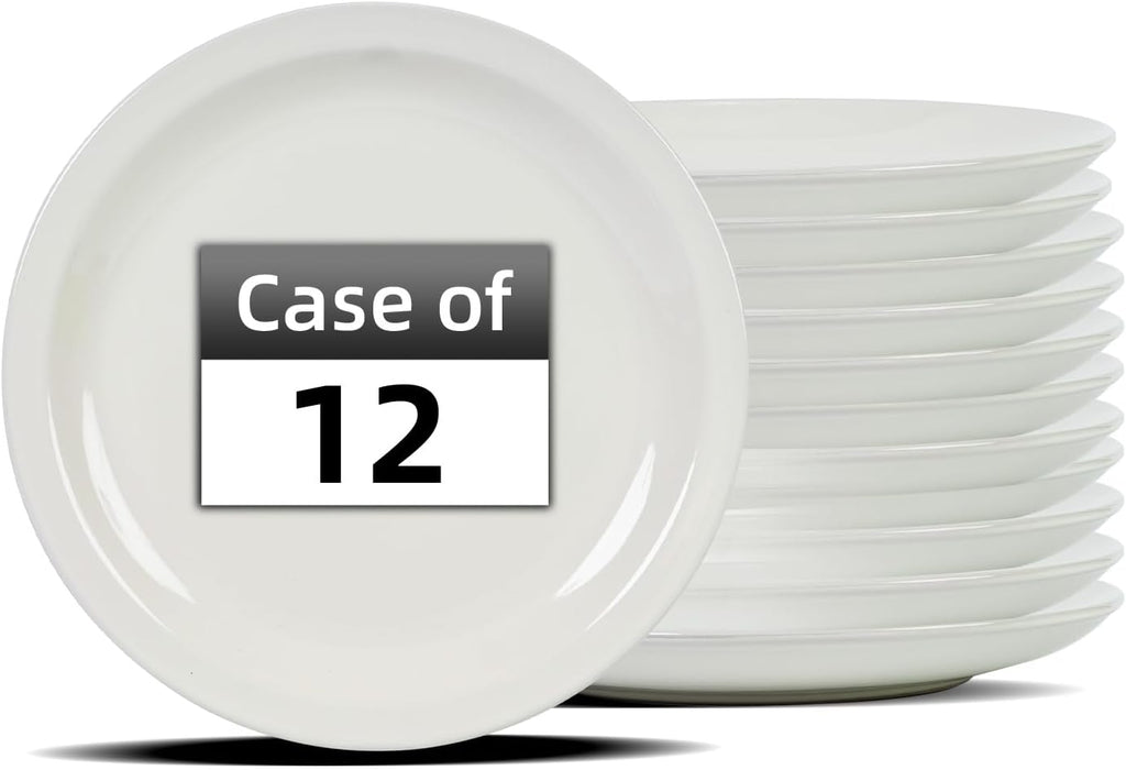 Stoneware Narrow Rim Commercial Grade Dinnerware America White, Dinner Plate 10.5", Case of 12