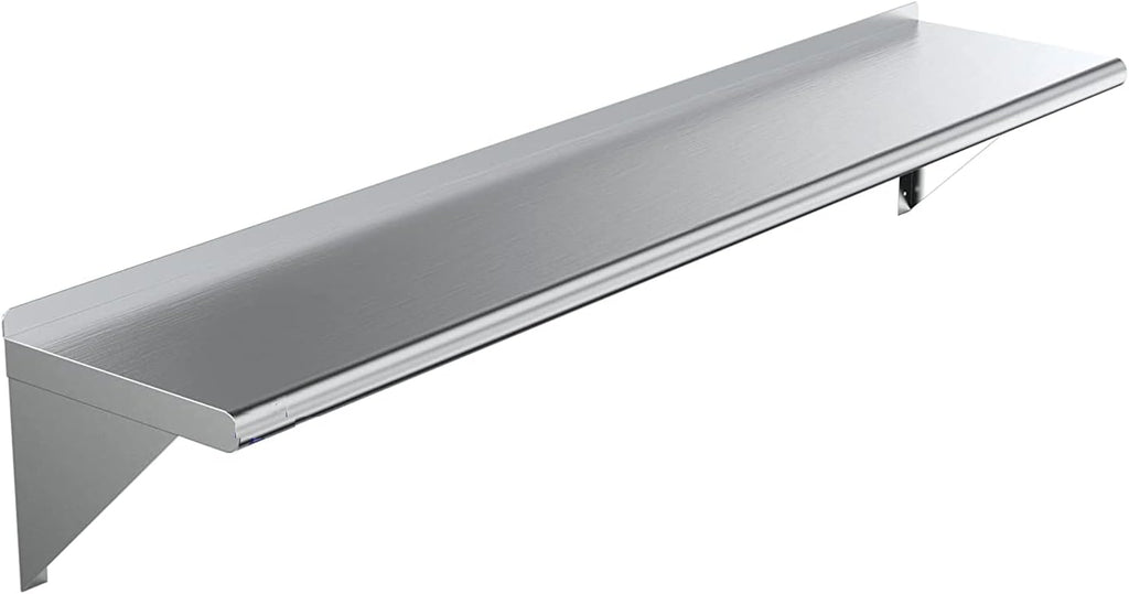 72"x18" Stainless Steel Wall Shelf with Brackets, NSF