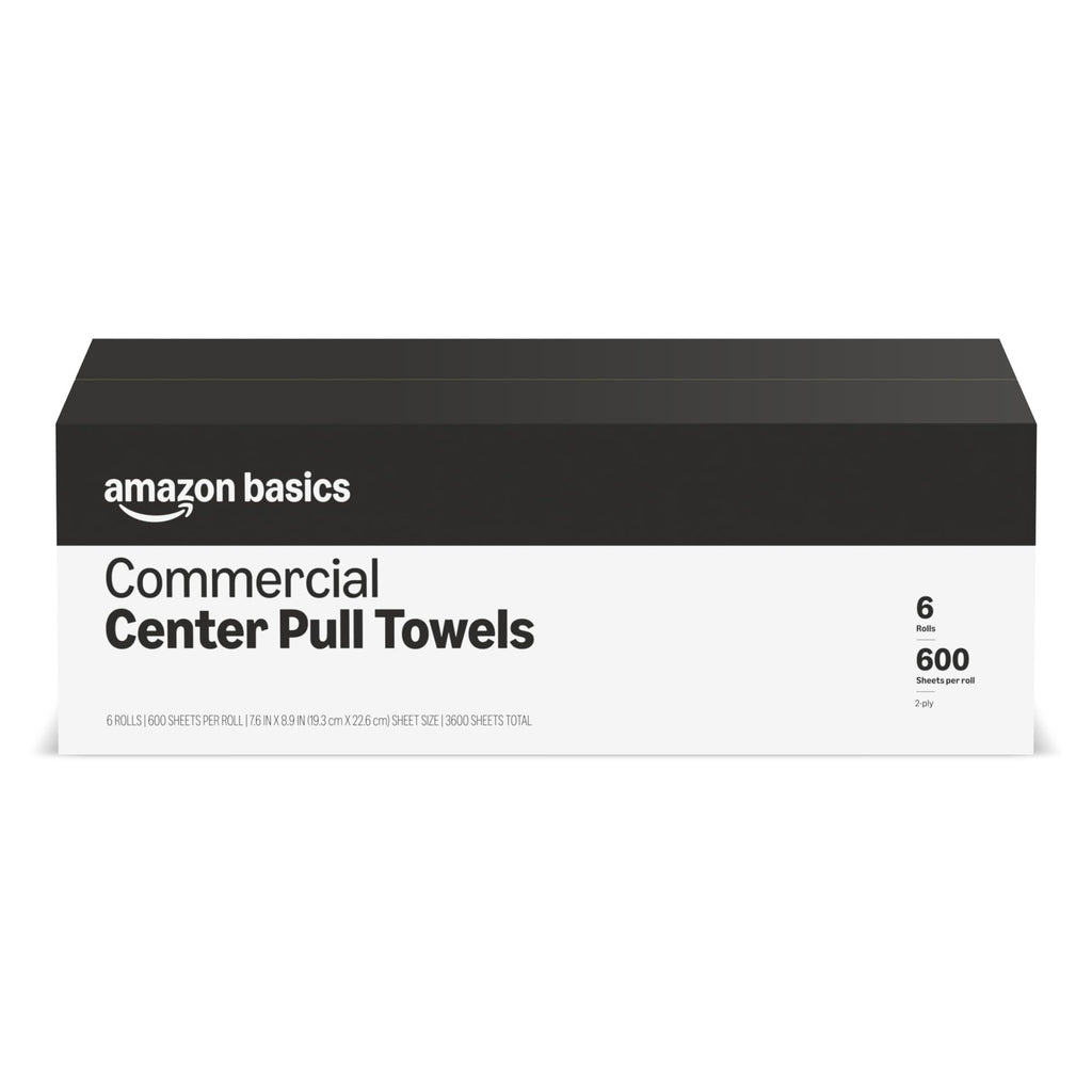 Amazon Basics 2-Ply White 7.6" Center Pull Paper Towels | Bulk Centerfeed Hand Towels | Compatible with Universal