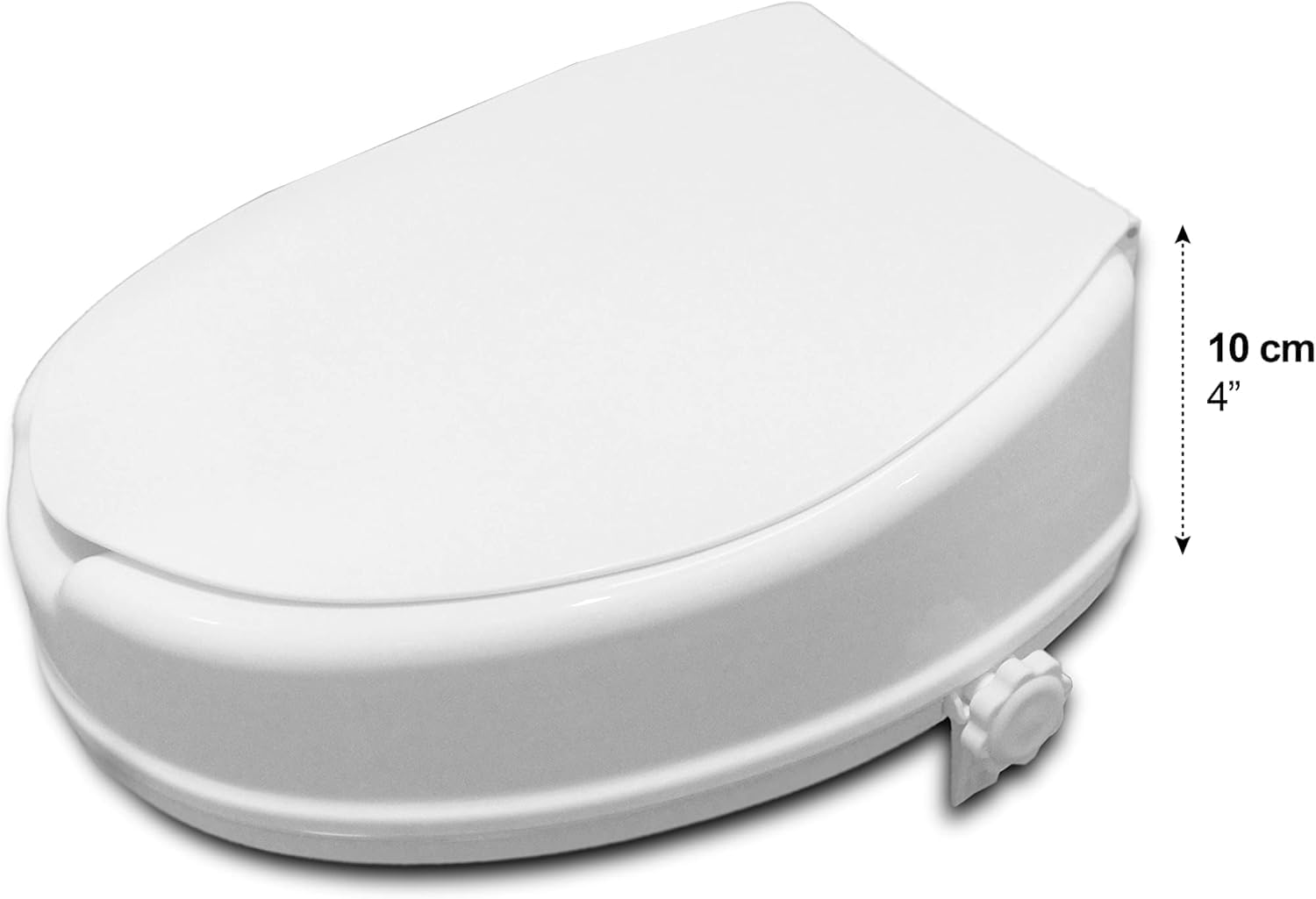 Raised Toilet Seat with Lid for Elderly 4" High, Fits Round and Elongated up to 15" Wide, Commode Seat with Sturdy
