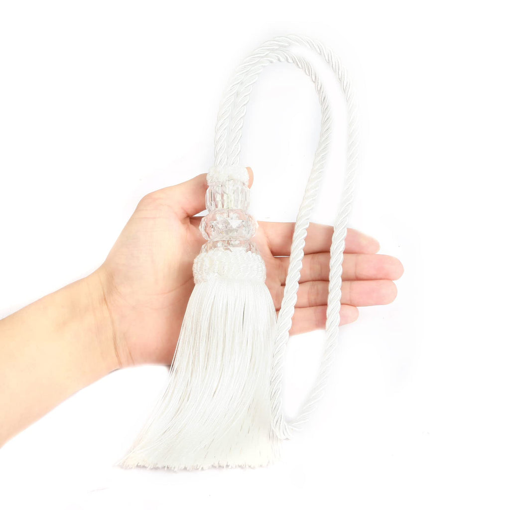 4 Pack Curtain Tiebacks with Tassel, White
