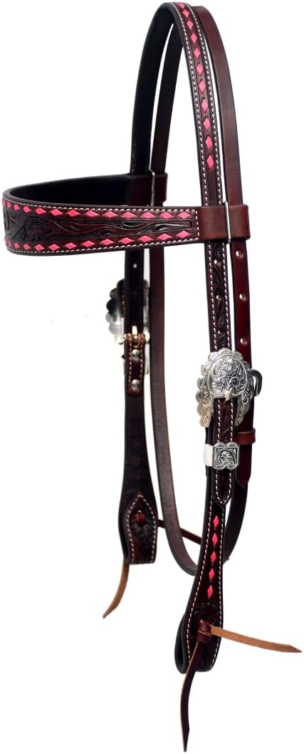 Floral Tooled American Leather With Buckstitch Design Breastcollar, Headstall, Spur Straps