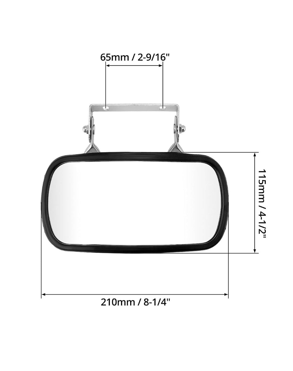 Stainless Steel Convex Mirror, Over Door Rectangular U-Bracket Rearview Mirror for Tractors, Forklifts, Trucks