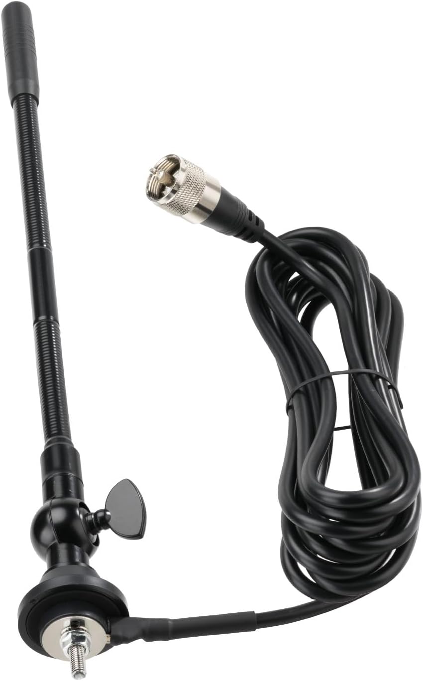 27MHz CB Radio Antenna with Adjustable Rotating Base | PL259 & BNC Boat Marine Car Antenna Kit, Compatible with
