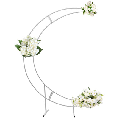 Metal Crescent Moon Wedding Arch Stand, Curved Flower Balloon Frame，Dreamy and Romantic Backdrop Stand for Birthday