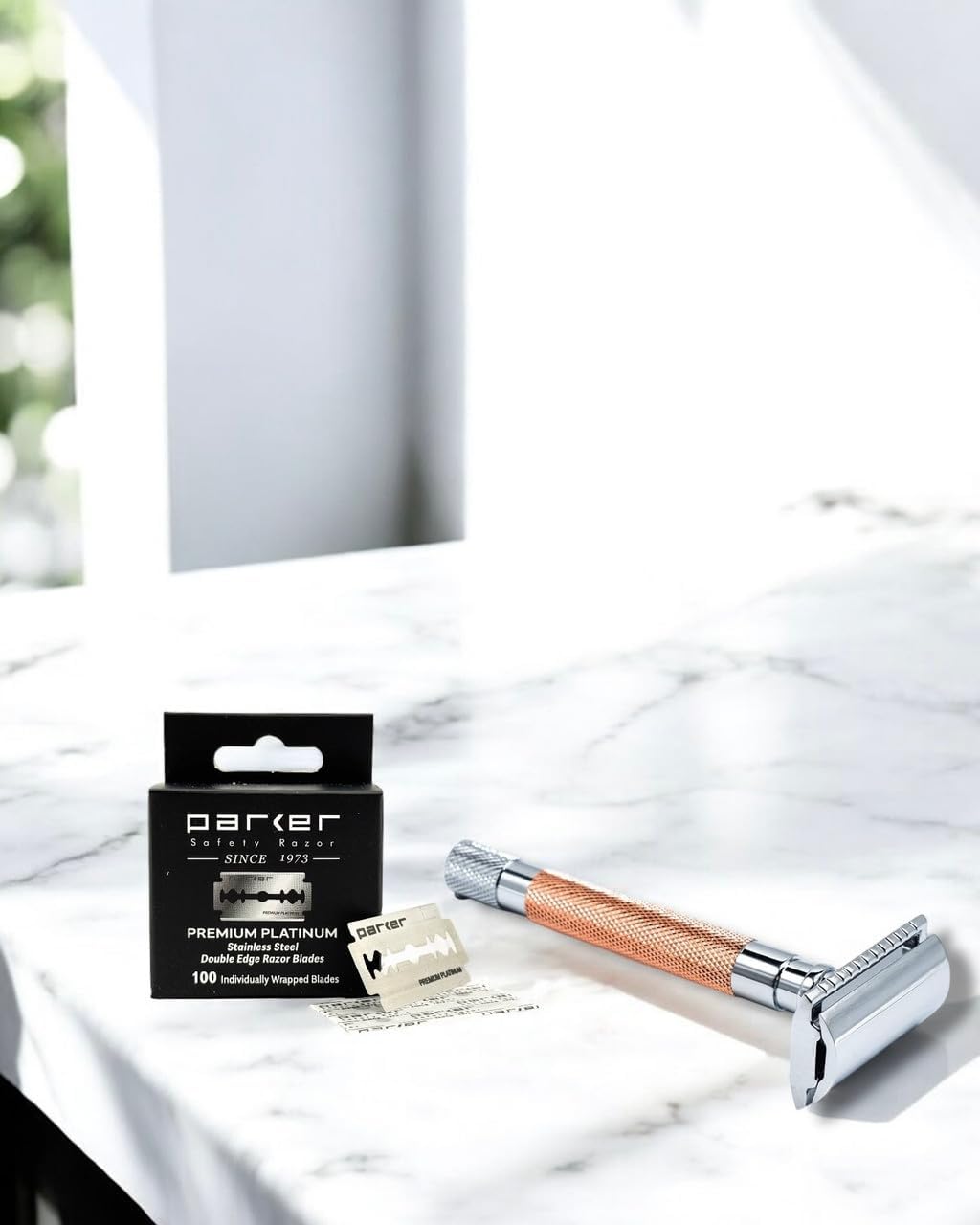 Parker Premium Platinum Double Edge Blades, 100 Count Salon Pack | Swedish Steel Blades With Platinum, Tungsten And