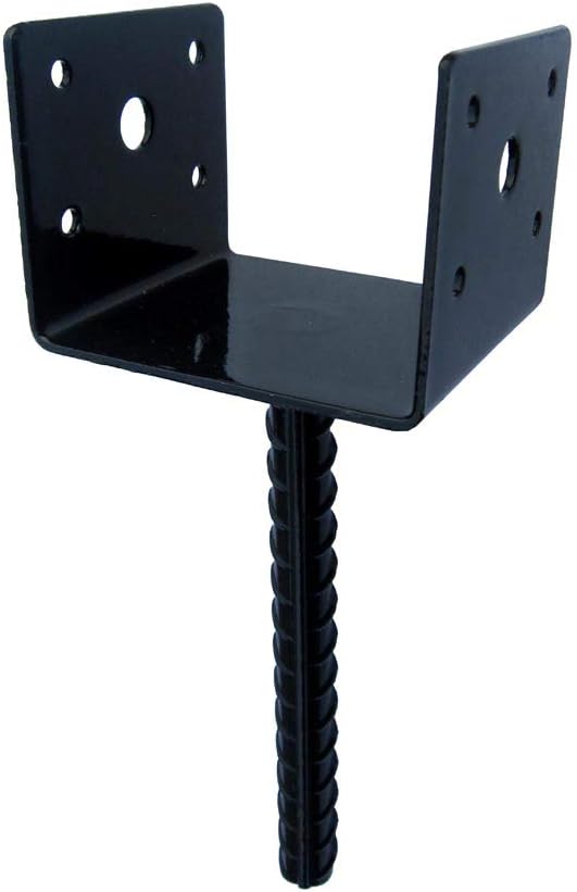 MTB 4"x3.5" 4PCS U Shape Fence Post Holder Black Powder Coated,Ground Spike Post Anchor Metal Concrete Post Anchor