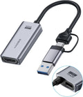 USB3.0 Video Capture Card with 100W PD HDMI to USB/USB C 1080P HD 60fps Live and Record Video Audio Game MS2130 for