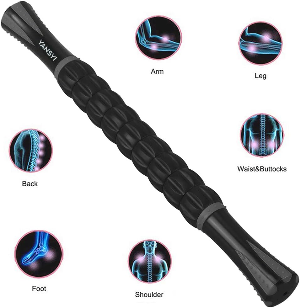 Professional 9-Roller Deep Tissue Massage Stick - Portable Muscle Recovery Roller for Athletes, Relieves Post-Workout